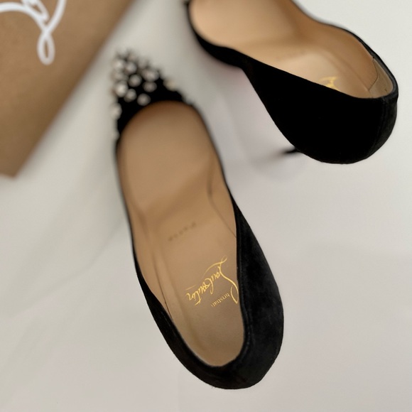 Drama Pump 100 Veau Velours Christian Louboutin Heels In Black/Silver, Size 38 - Picture 6 of 15